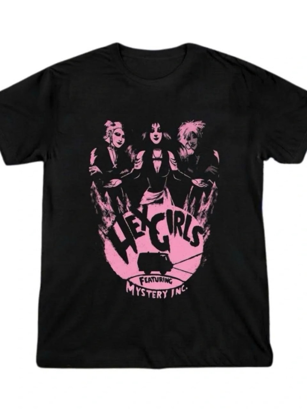 Black Tee with Pink Hex Girls Graphic